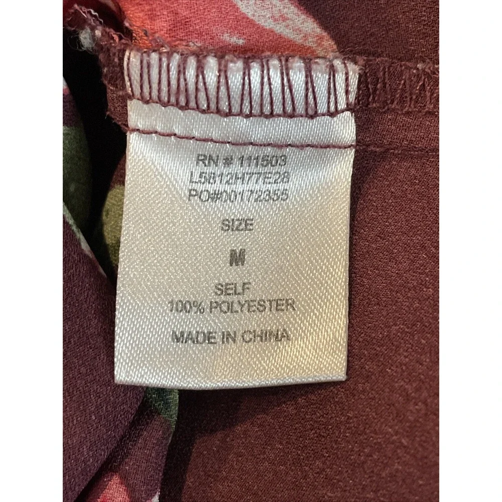 Faux Wrap Top Medium C Floral Purple Blouse Sheer Short Sleeve V-Neck‎ Feminine